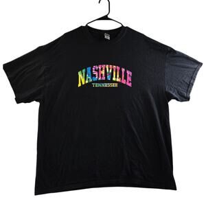 Nashville TN Black Tie Dye Graphic T-Shirt Unisex Size 2XL